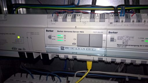 Berker KNX servers in the utility closet.