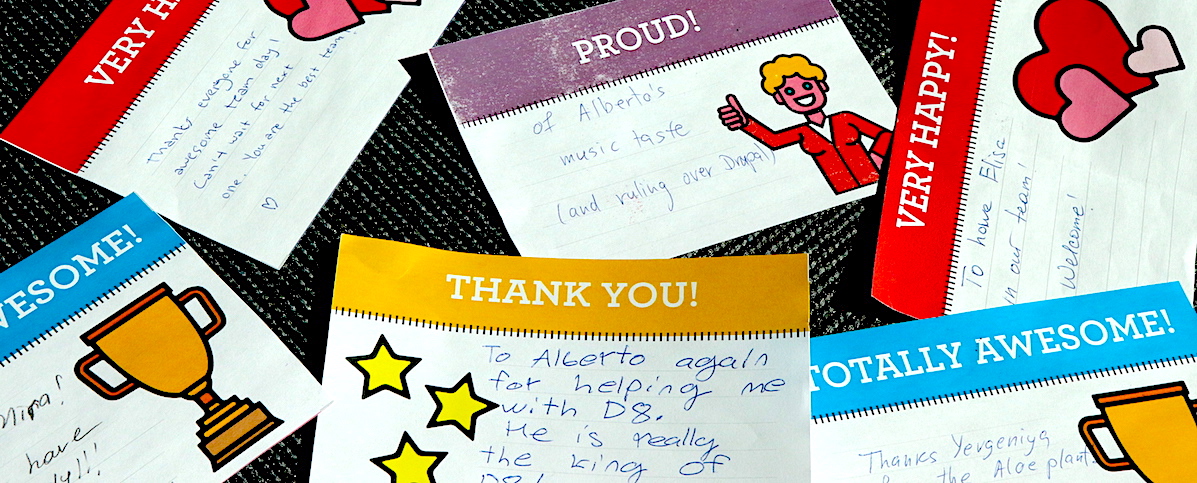 Hand-written kudos cards