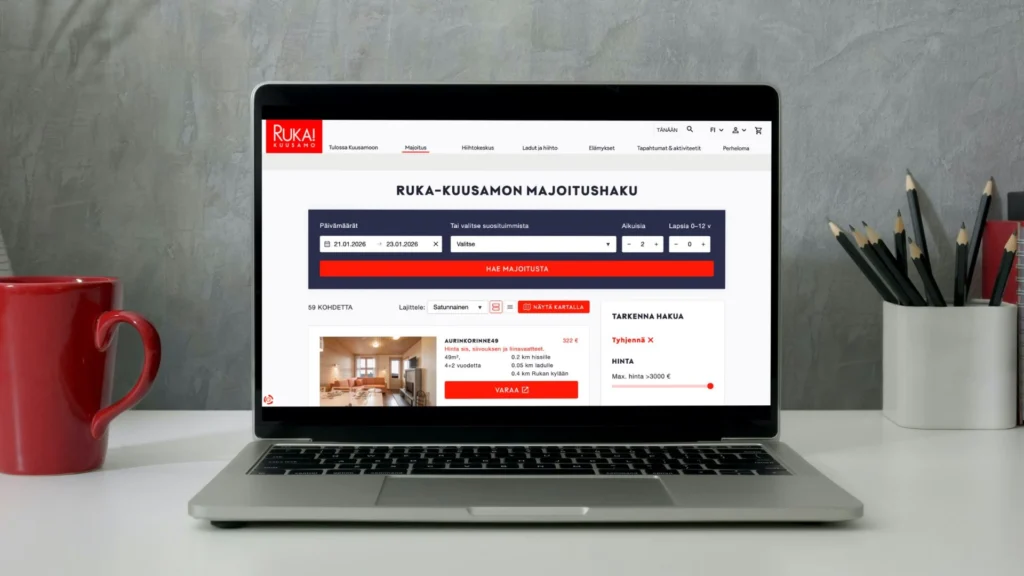 Kuva laptopista, jonka ruudulla ruka.fi -verkkokauppa.